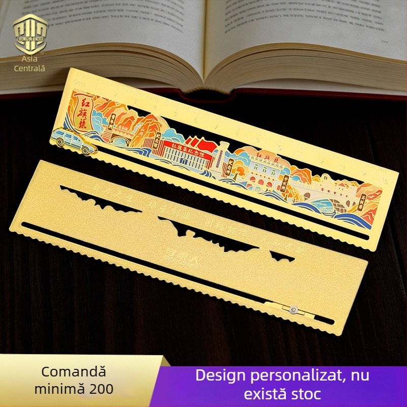 Semn de carte metalic din alamă cu model decupat, suvenir personalizat dintr-o atracție turistică, imprimare color, personalizare DIY