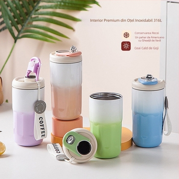 Ceașcă de cafea cu afișaj inteligent al temperaturii, din oțel inoxidabil 316, termos izolat, portabil, elegantă pentru studenți și femei, potrivită pentru ceai de flori