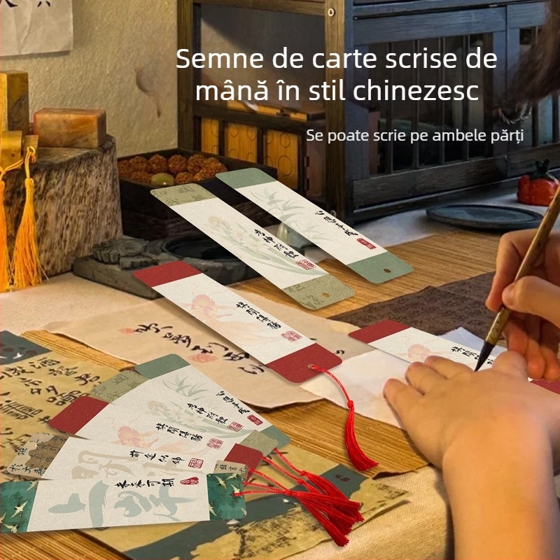 Semn de carte în stil clasic chinezesc, personalizat, cu ciucuri, design cultural chinezesc, card mic