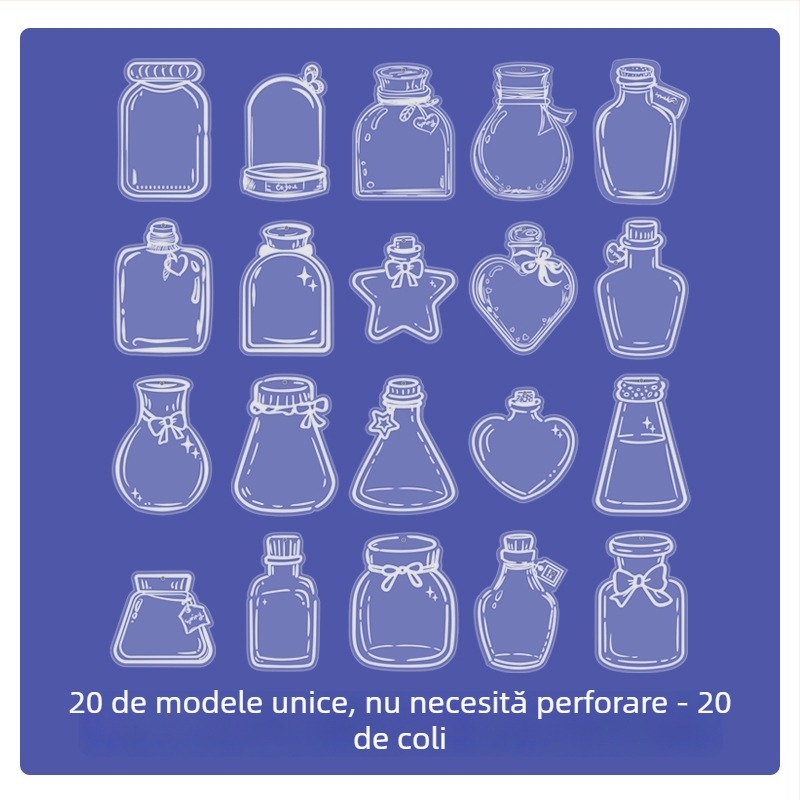 Kit DIY pentru semn de carte cu flori uscate de primăvară, în recipient tip sticluță pentru elevi — mostră de frunză transparentă, peliculă de sigilare din plastic și lipici