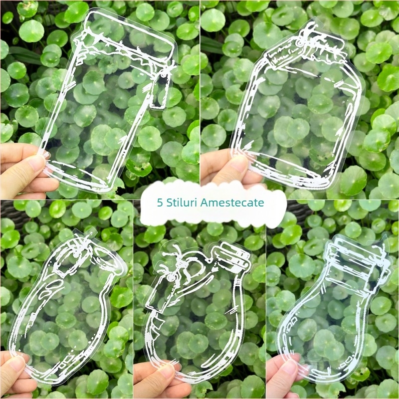 Kit DIY pentru semn de carte cu flori uscate, material transparent pentru etichete, folie de laminare și design embossat