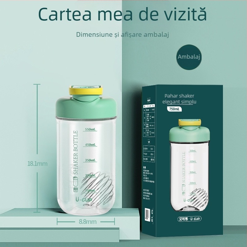 Acus recipient de amestecare din Tritan, 750 ml, cu mâner și capac apăsător, etanș pentru băuturi