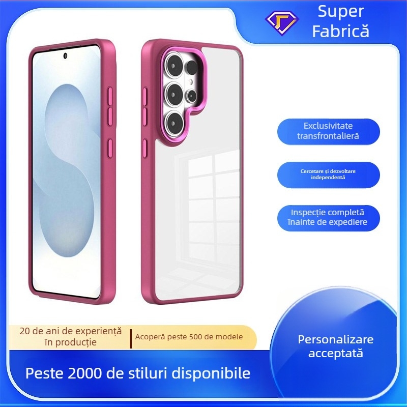 Carcasă transparentă pentru Samsung S25 Plus, S24 și S26 Ultra, cu design Gold Shield Eagle Eye