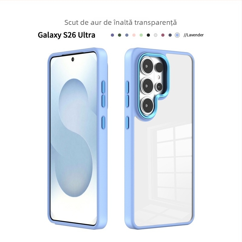 Carcasă transparentă pentru Samsung S25 Plus, S24 și S26 Ultra, cu design Gold Shield Eagle Eye