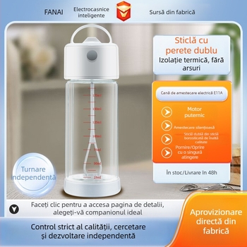 Cana electrică de amestecare a proteinei, din sticlă borosiliată, amestecare automată, pereți dubli