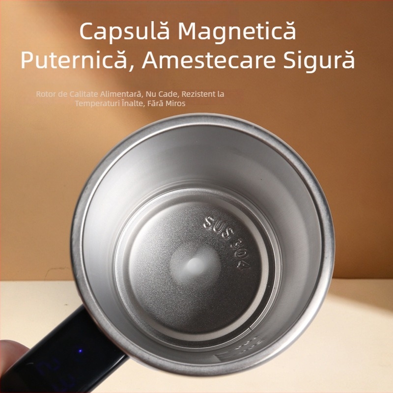 Ceașcă de cafea neagră inteligentă cu amestecare magnetică automată, recipient portabil electric pentru milkshake și shaker de proteine, versiune reîncărcabilă