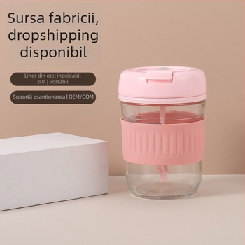 Shaker portabil pentru cafea și pudră de Lapte, corp din sticlă, mixer electric reîncărcabil, mâner ergonomic
