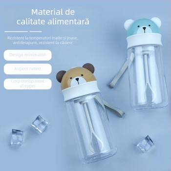 Cupă spațială din plastic, cu design ursuleț, rezistentă la temperaturi înalte, cu amestecare automată și shaker electric