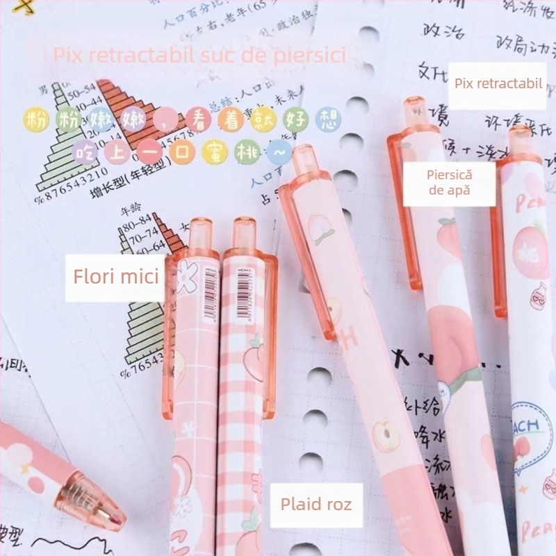 Pix cu bila 0,5 mm, design japonez drăguț, cerneală neagră