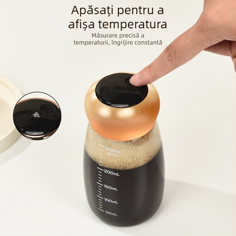 Pahar de amestec cu afișaj de temperatură, din material alimentar, reîncărcabil, amestecare automată