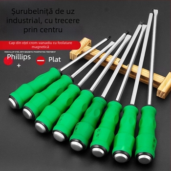 Șurubelniță cu cap Philips și cap plat, duritate înaltă, nucleu întărit, rezistentă la șocuri, magnetică