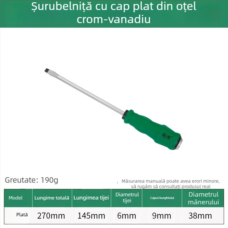 Șurubelniță cu cap Philips și cap plat, duritate înaltă, nucleu întărit, rezistentă la șocuri, magnetică