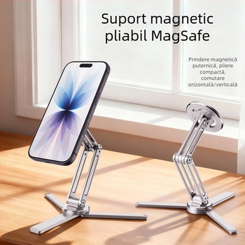 Suport pentru telefon din aliaj de aluminiu pentru filmări, trepied pentru transmisie în direct, suport magnetic de masă pentru selfie video