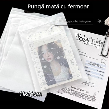 Pungă mată cu fermoar pentru ambalarea cardurilor și materialelor creative, depozitare și ambalare cadouri