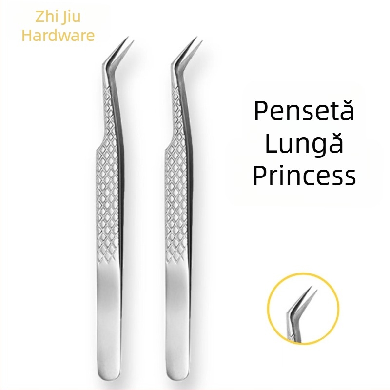 Pensete profesionale pentru gene, precizie înaltă, din oțel inoxidabil antialunecare, stil Princess clip