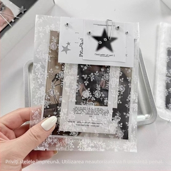 Pungi cu deschidere plată, sigilate termic, în stil Instagram, cu motiv mat de trandafir, pentru ambalarea produselor și materiale DIY culturale și creative