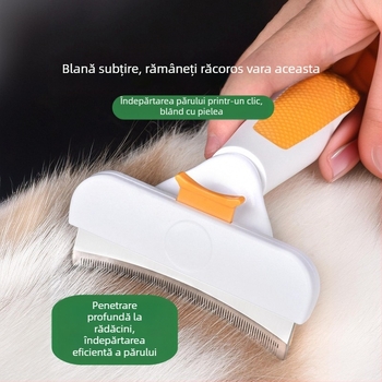Pieptene pentru animale de companie – pentru câini și pisici, elimină părul liber, perie de păr cu lamă din oțel inoxidabil.