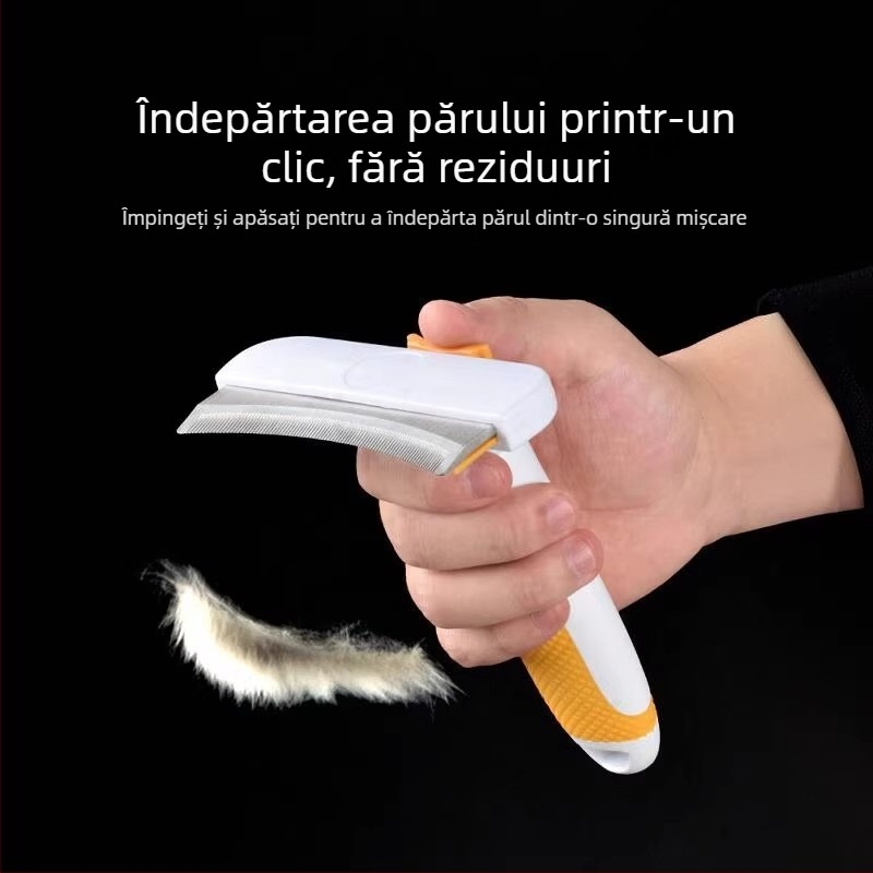 Pieptene pentru animale de companie – pentru câini și pisici, elimină părul liber, perie de păr cu lamă din oțel inoxidabil.