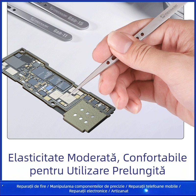 Repairman G-15 pensete din oțel inoxidabil, anti-magnetice, cu vârfuri curbe, înaltă precizie; G-11 pensete cu vârfuri drepte pentru repararea telefoanelor mobile