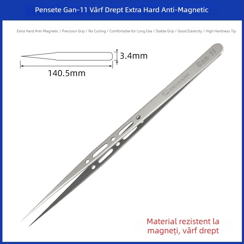 Repairman G-15 pensete din oțel inoxidabil, anti-magnetice, cu vârfuri curbe, înaltă precizie; G-11 pensete cu vârfuri drepte pentru repararea telefoanelor mobile
