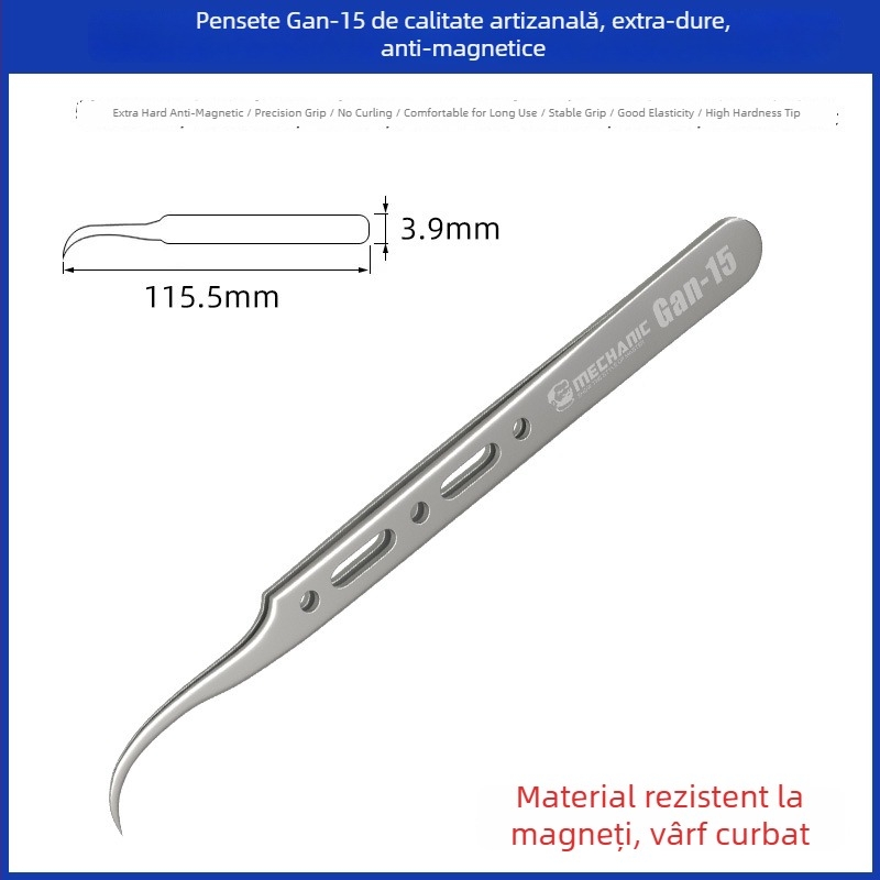 Repairman G-15 pensete din oțel inoxidabil, anti-magnetice, cu vârfuri curbe, înaltă precizie; G-11 pensete cu vârfuri drepte pentru repararea telefoanelor mobile