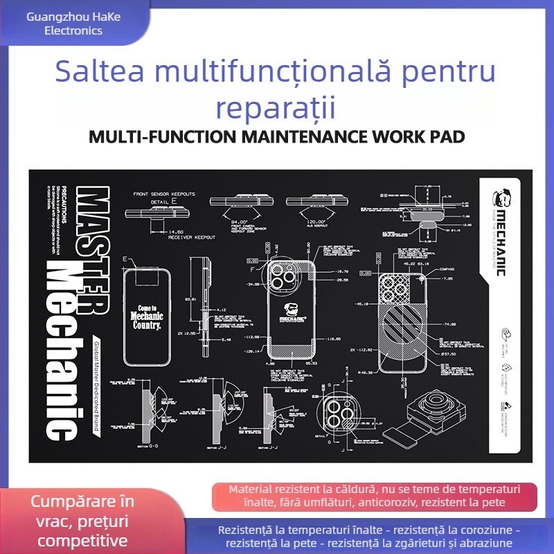 Repair Guy covoraș de lucru pentru reparații, multifuncțional, rezistent la temperatură, antiderapant, pentru telefoane mobile, calculatoare și tablete, dimensiune mare