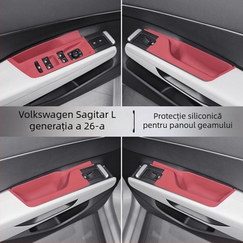 Pad silicon pentru consola centrală, compatibil cu 26 de modele Volkswagen Sagitar L; protecție la ridicarea geamurilor pentru patru uși, antiderapant, accesoriu decorativ interior.