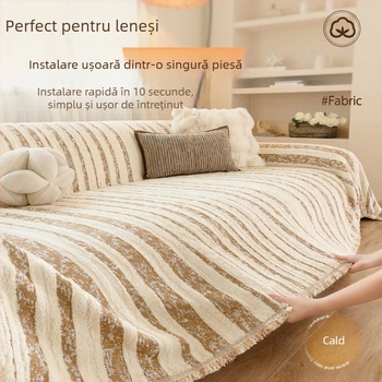 Husă de canapea cu acoperire completă, antialunecare, stil retro lux lejer, universal pentru toate anotimpurile, model 2026