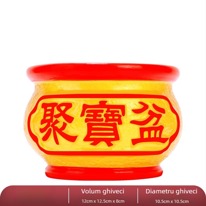 Ghiveci ceramic cu ansamblu din aluminiu țesut, copac norocos artificial, ghiveci de birou lucrat manual