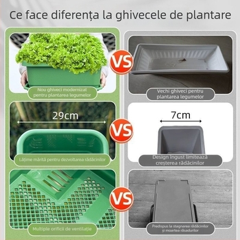 Ghiveci pătrat din plastic pentru balcon, cultivarea legumelor acasă