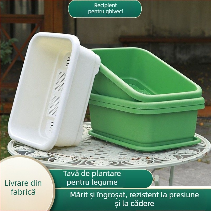 Ghiveci pătrat din plastic pentru balcon, cultivarea legumelor acasă