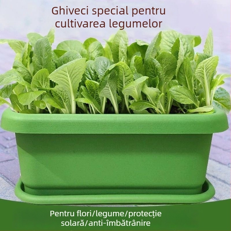 Ghiveci pătrat din plastic pentru balcon, cultivarea legumelor acasă
