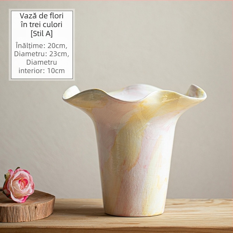Royal Three Mud vază ceramică pentru orhidee – stil modern minimalist, decor interior pentru birou și casă