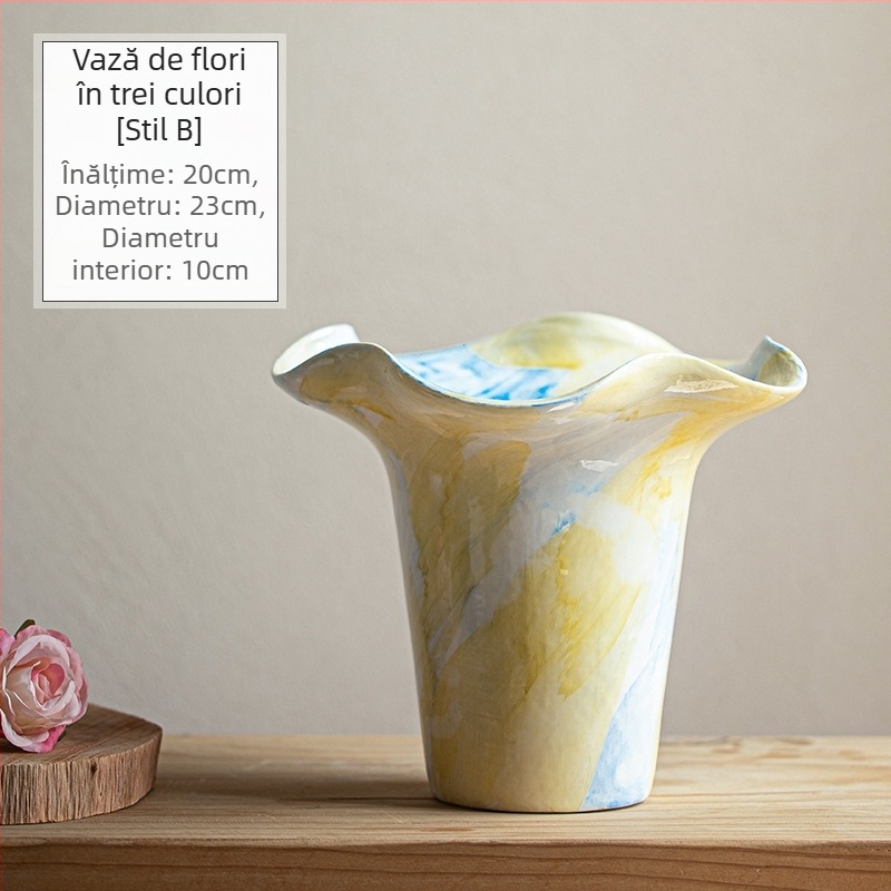 Royal Three Mud vază ceramică pentru orhidee – stil modern minimalist, decor interior pentru birou și casă