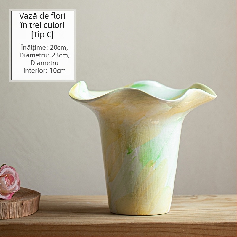 Royal Three Mud vază ceramică pentru orhidee – stil modern minimalist, decor interior pentru birou și casă