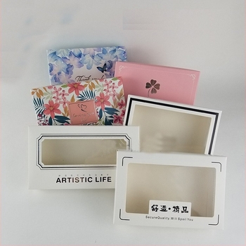 Cutie de culoare personalizată pentru lenjerie și șosete cu fereastră, cutie albă din carton, ambalaj cadou pentru eșarfe, capac și bază din carton Kraft