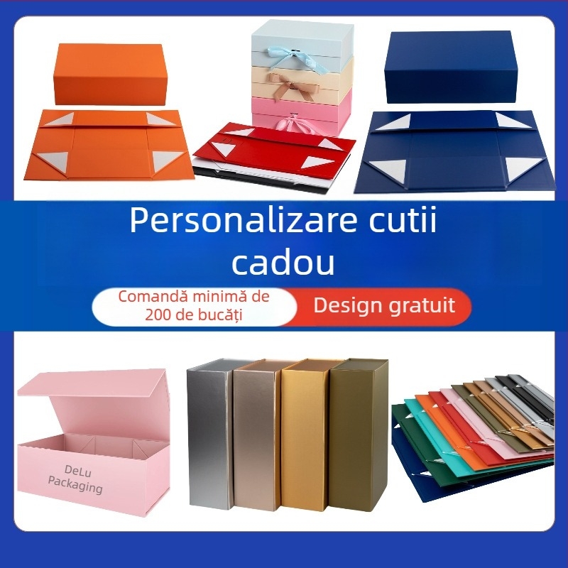 Cutie cadou personalizată pentru lenjerie, șosete, alimente și ceai, cu capac magnetic rabatabil, potrivită pentru căni și accesorii