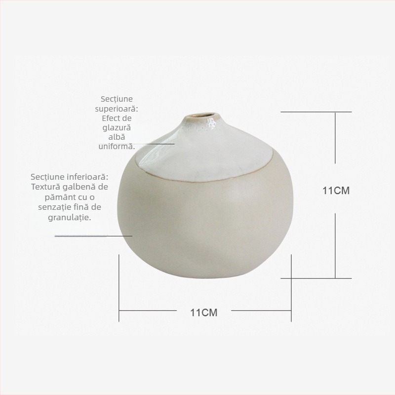 Vază ceramică japoneză în stil Zen pentru flori uscate, decor minimalist de birou