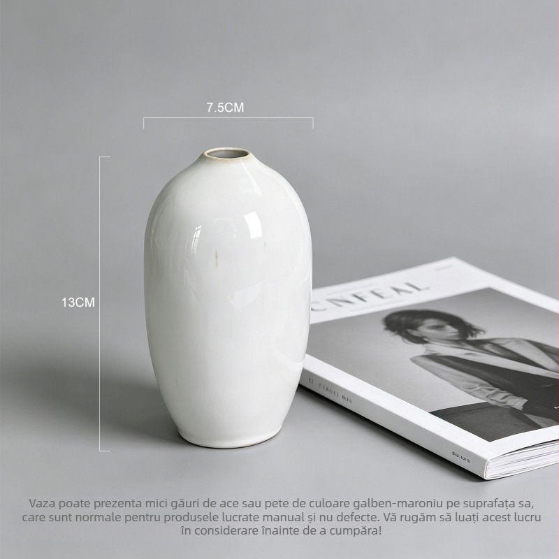 Vază ceramică japoneză în stil Zen pentru flori uscate, decor minimalist de birou