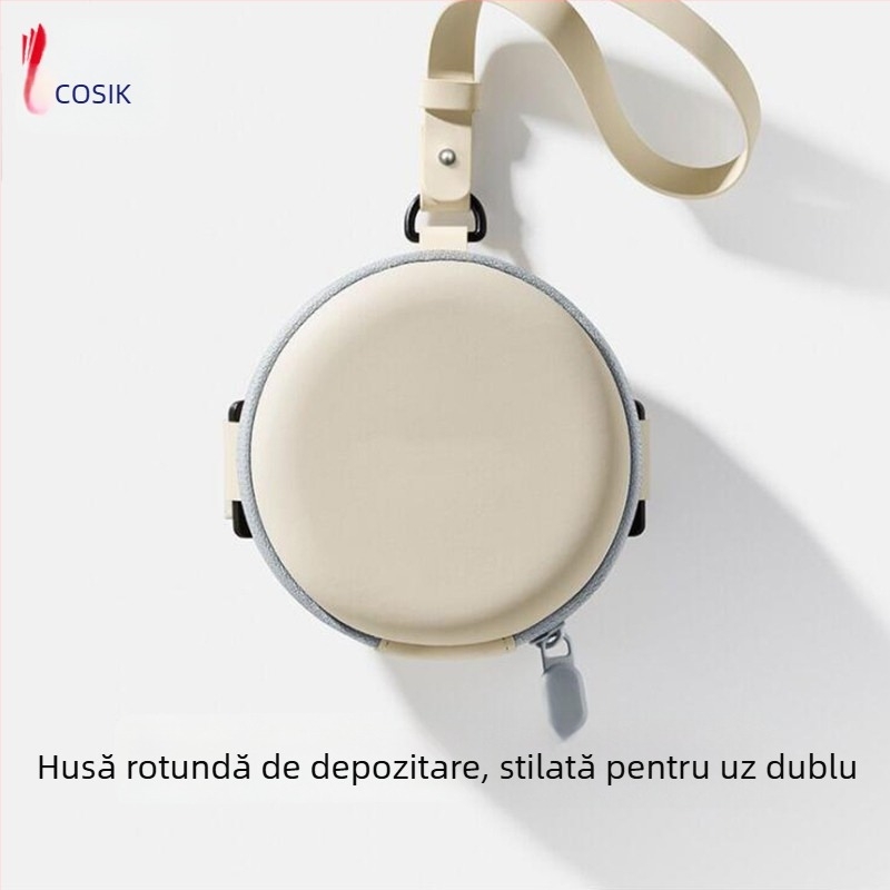 Cutie rotundă EVA pentru căști, organizator portabil pentru cabluri și căști Bluetooth