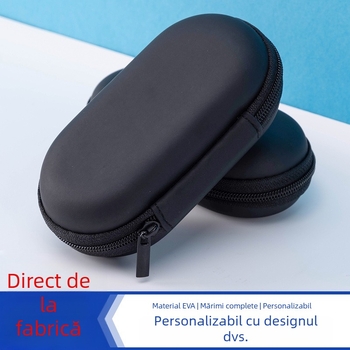 Geantă ovală EVA pentru căști și dispozitive digitale, cutie Bluetooth, cablu de date, husă cu fermoar