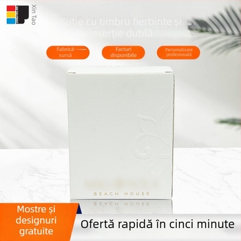 Cutie personalizată de ambalaj pentru produse digitale: căști, baterii externe și adaptoare de încărcare; cutie din hârtie cu fereastră, cutie color, ștampilare la cald și emboss, inserții duble