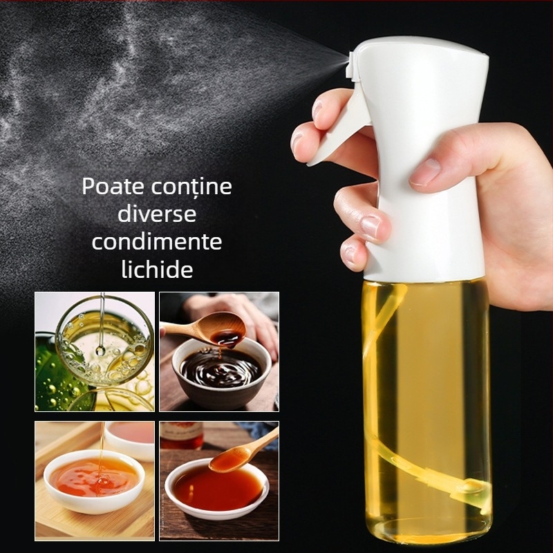 Sticlă de spray pentru ulei, din sticlă, uz casnic, fără picuri, atomizor de ulei comestibil, recipient etanș pentru condimente