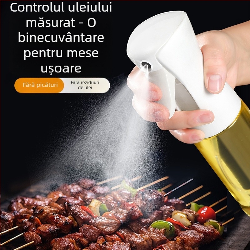 Sticlă de spray pentru ulei, din sticlă, uz casnic, fără picuri, atomizor de ulei comestibil, recipient etanș pentru condimente