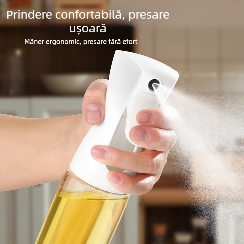 Sticlă de spray pentru ulei, din sticlă, uz casnic, fără picuri, atomizor de ulei comestibil, recipient etanș pentru condimente