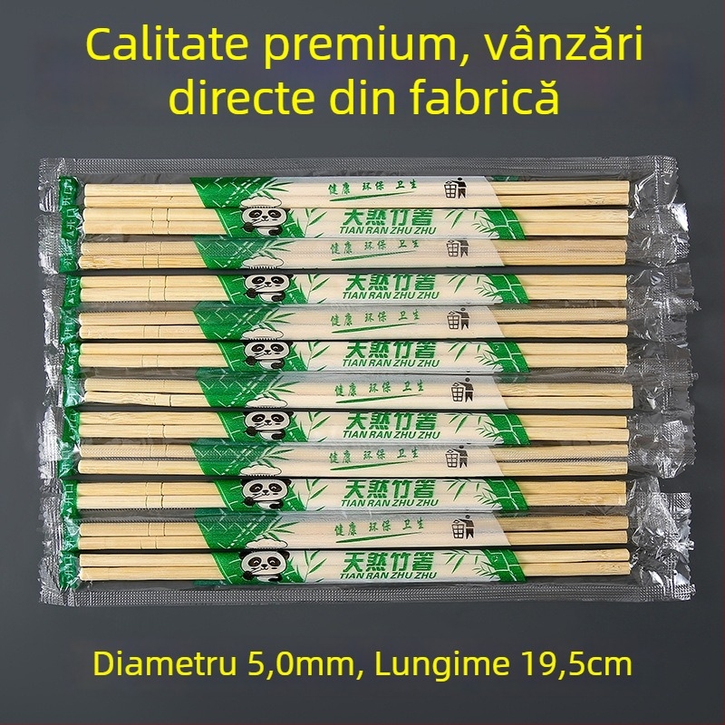 Bețișoare de unică folosință din bambus, cu model albastru-alb de porțelan, prelungite și mai groase, ambalate individual, ideale pentru cine și mese în aer liber, ecologice și practice pentru hotel și acasă