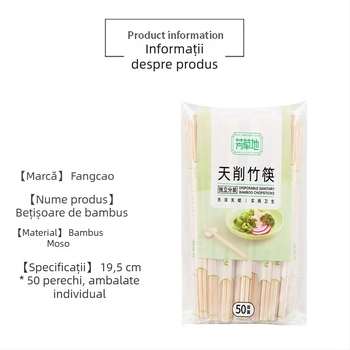 Meadow bețișoare de bambus de unică folosință, ambalate individual, vârf pătrat, pentru uz casnic și comercial.
