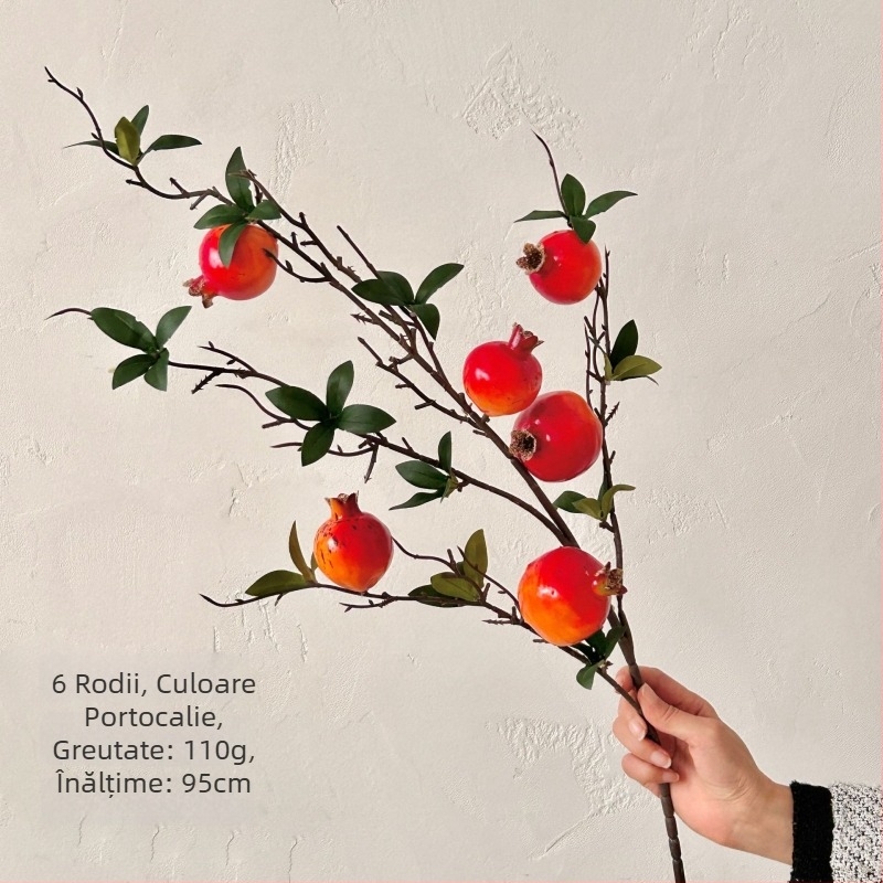 Ramură de rodie artificială cu frunze – decor pentru casă și recuzită de fotografiere