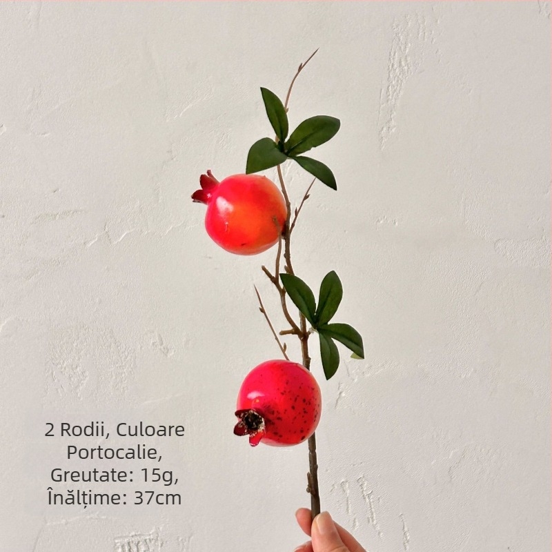 Ramură de rodie artificială cu frunze – decor pentru casă și recuzită de fotografiere