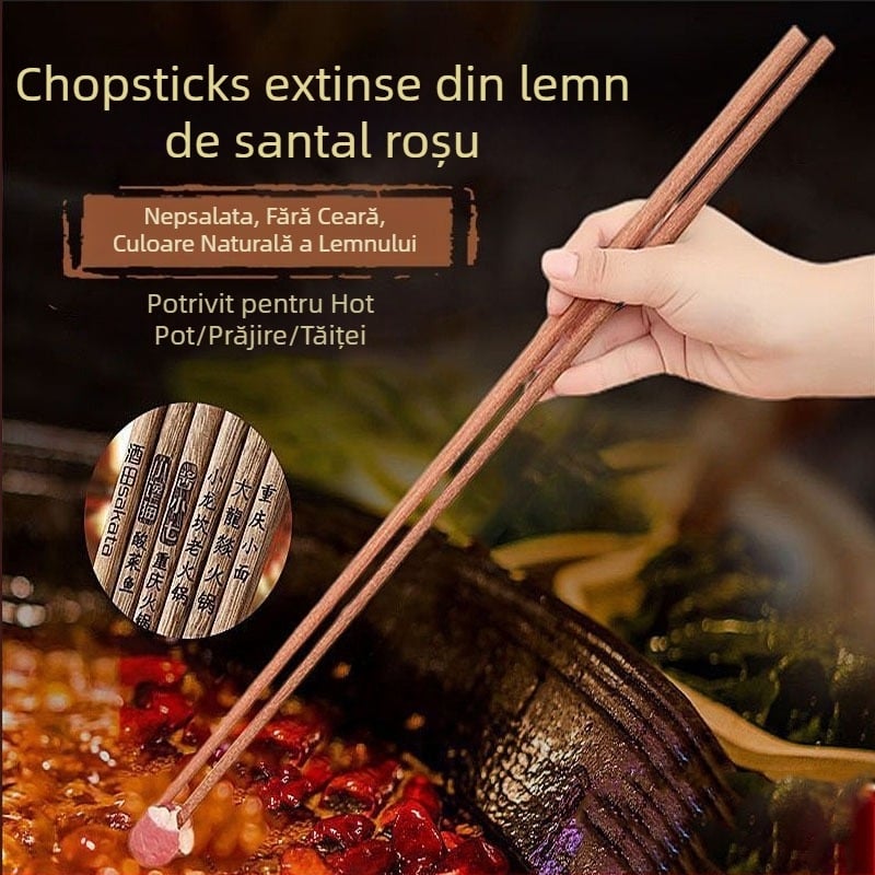Bețișoare lungi din lemn pentru prăjit profund și hot pot, extinse, din lemn de santal roșu, pentru bucătărie